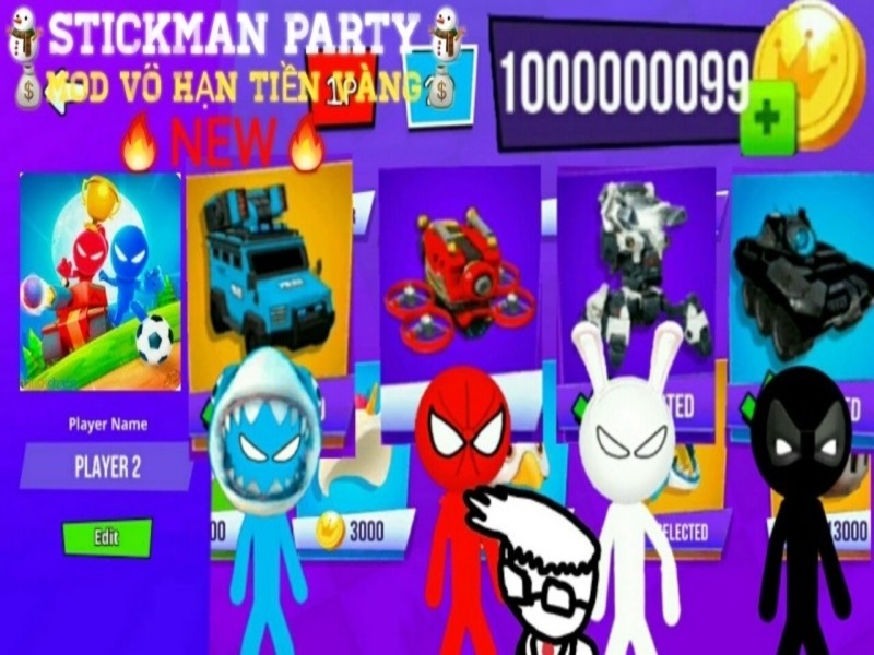 Tính Năng Nổi Bật Trong Stickman Party Hack